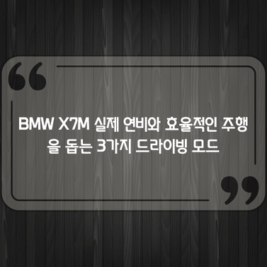 BMW X7M 실제 연비와 효율적인 주행을 돕는 3가지 드라이빙 모드 1 BMW X7M 실제 연비와 효율적인 주행을 돕는 3가지 드라이빙 모드